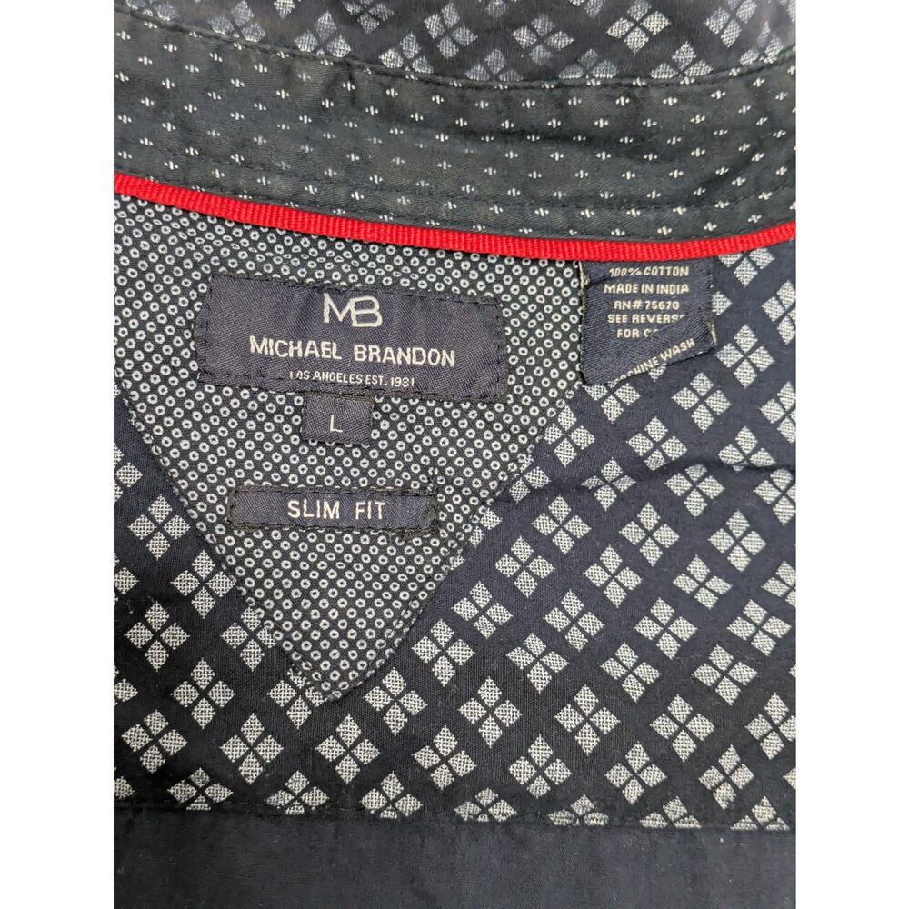 Michael Brandon Shirt Mens Large Slim Fit Button Up Stretch Classiccore Blue Top - Picture 9 of 10